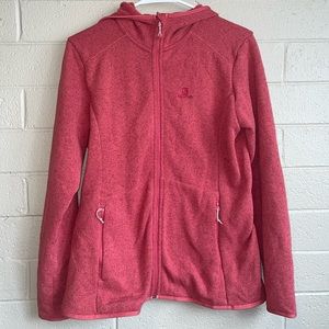 Salomon full zip hooded fleece size large advanced skin warm, pink